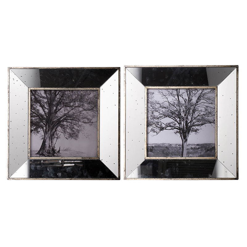Vintage Reflective Picture Frames with Mirrored Surface - Silver