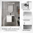 24" Wall-Mounted Bathroom Vanity with Ceramic Sink - Glossy White