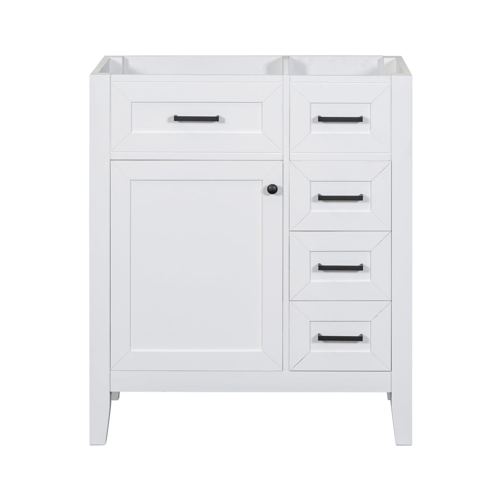 30" Bathroom Vanity Cabinet Base with Drawers - White