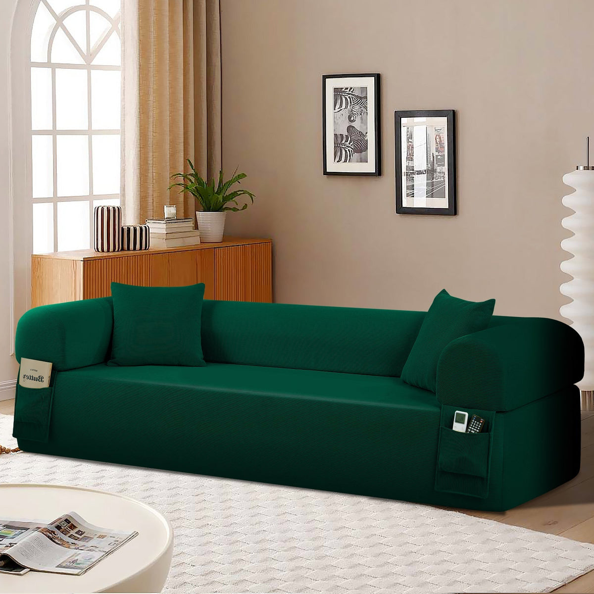 Spring Sofa with High-Quality Fabric - Green