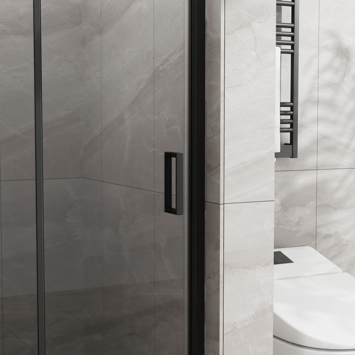 Frameless Glass Shower Door Bifold with Zinc Alloy Handle - Pearl Silver or Black