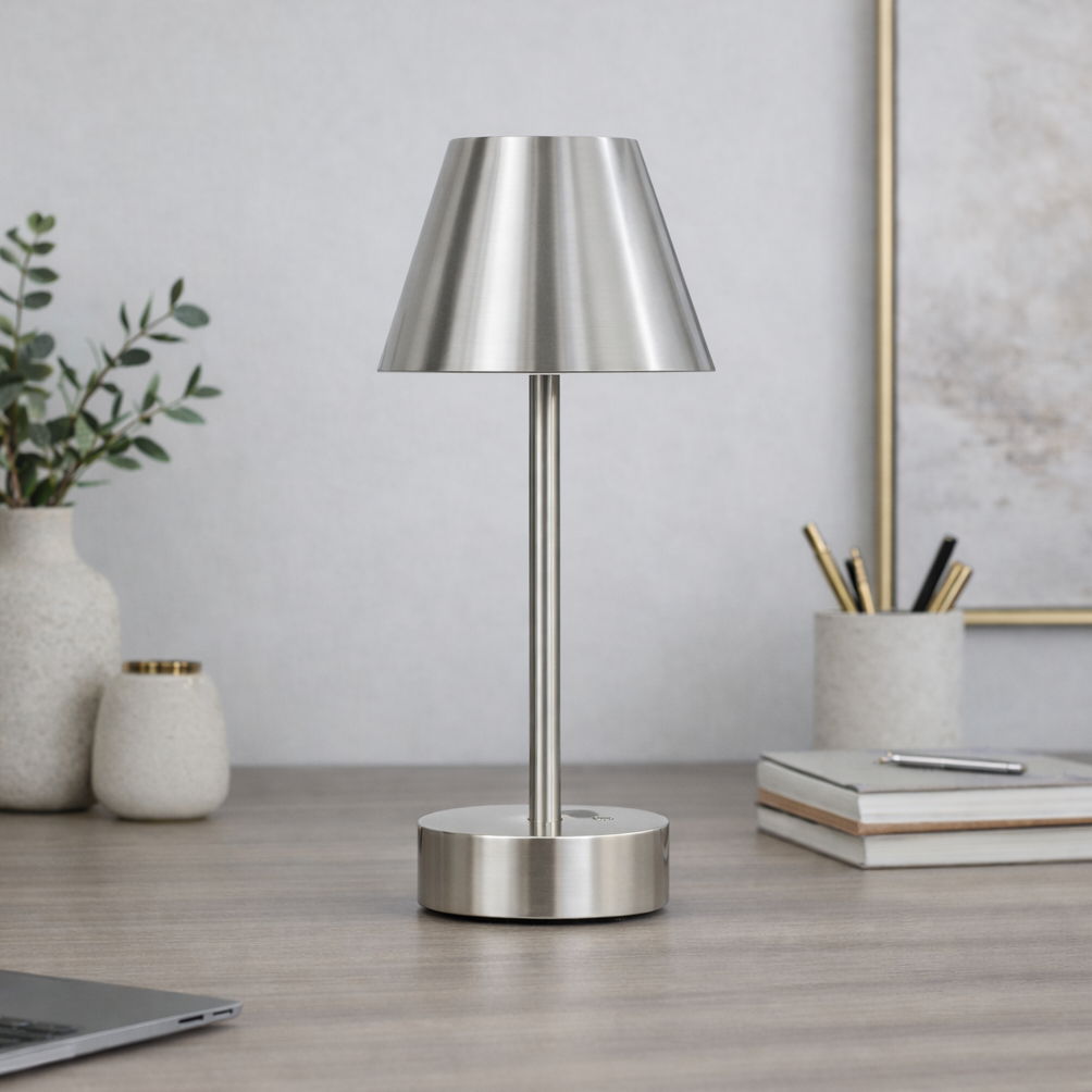 Rechargeable LED Table Lamp with Touch Switch - Gold or Pearl Silver