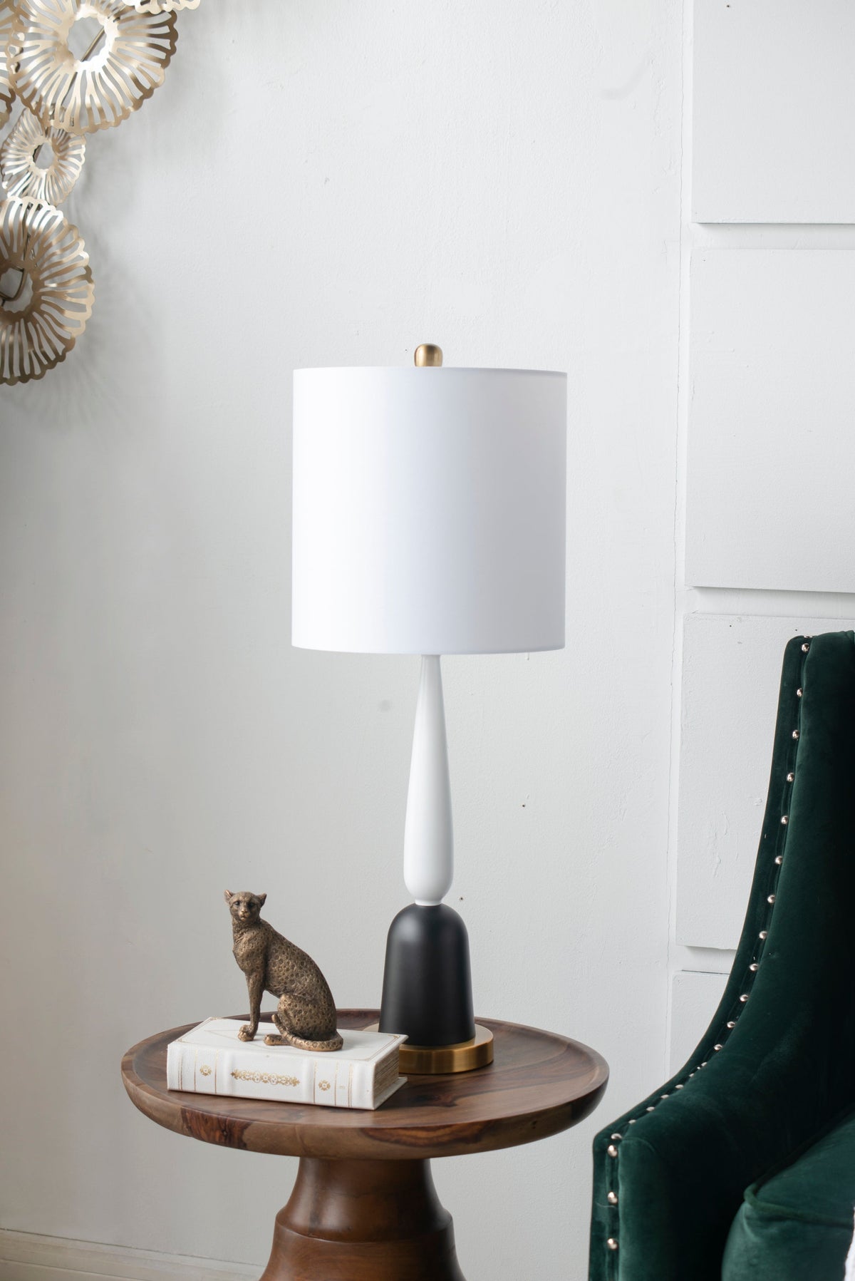 Teardrop Silhouette Table Lamp with Black and Gold Base - Black/Gold
