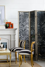 Herero 4 Panel Decorative Room Divider with Glass and MDF - Black
