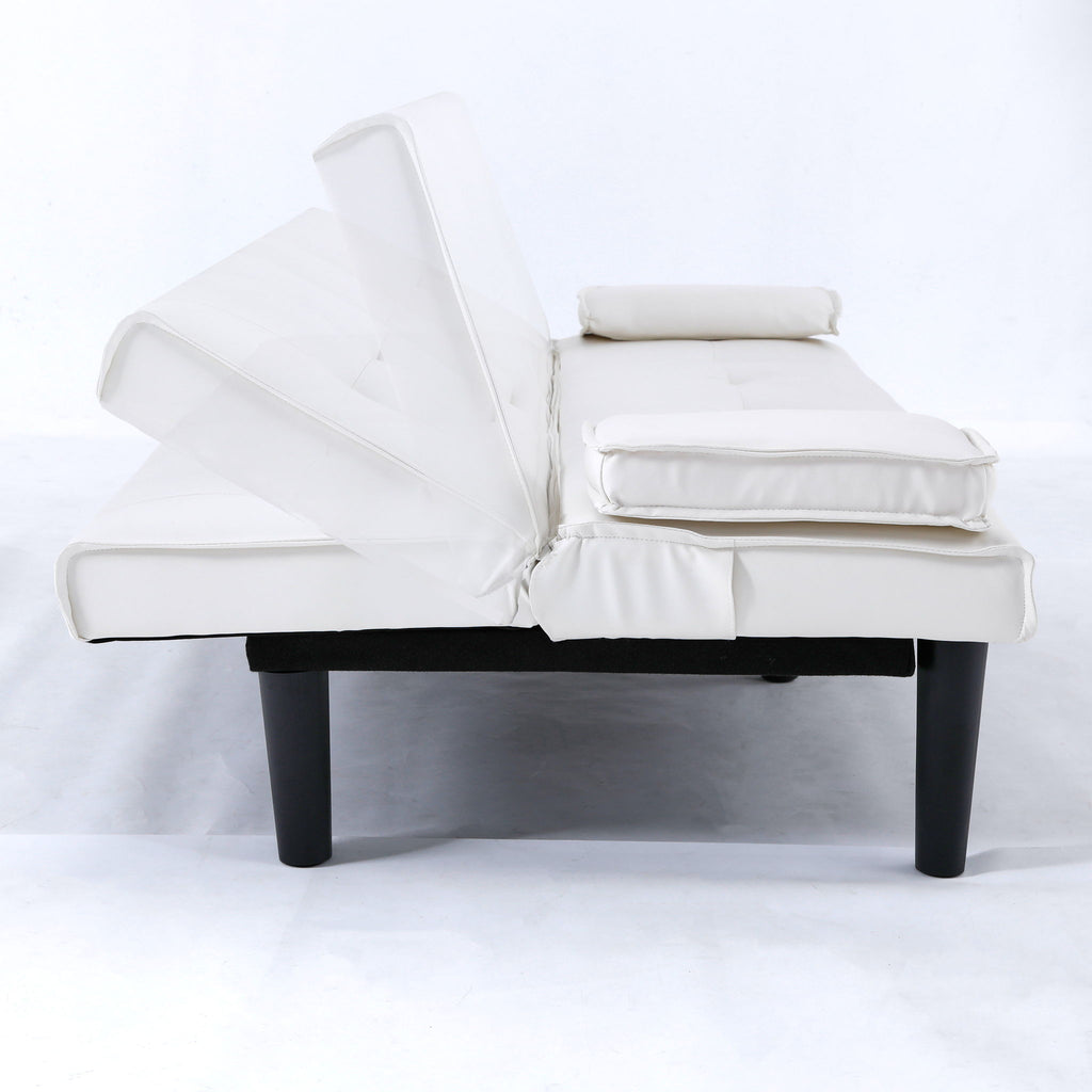 Foldable Sofa Bed with Cup Holder and Solid Wood Frame - Multiple Colors