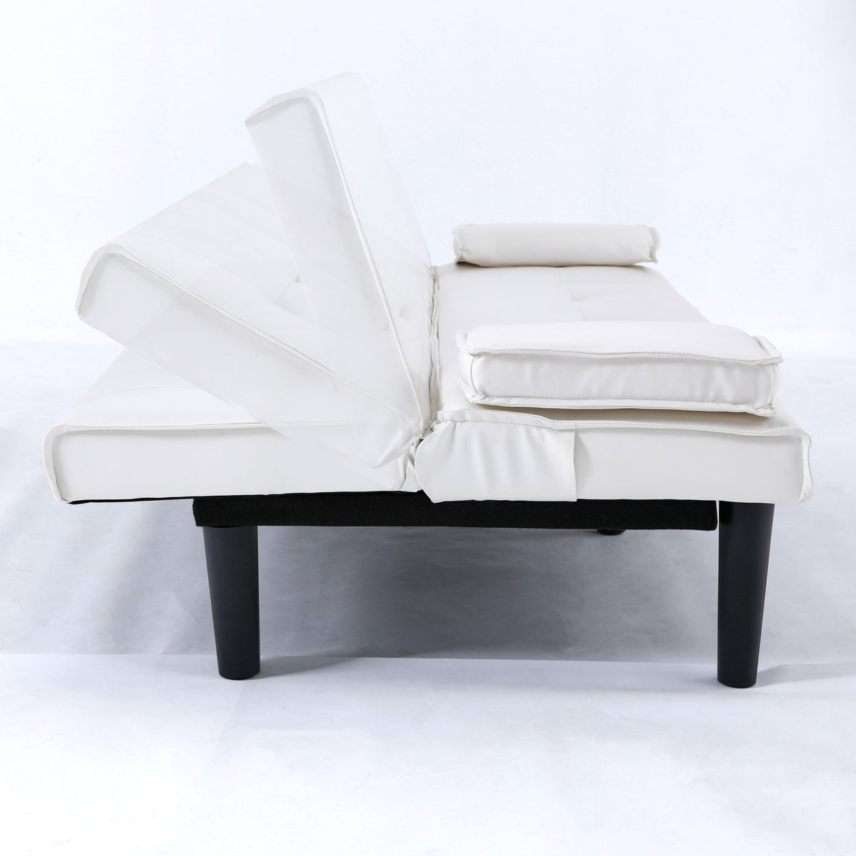 Foldable Sofa Bed with Cup Holder and Solid Wood Frame - Multiple Colors