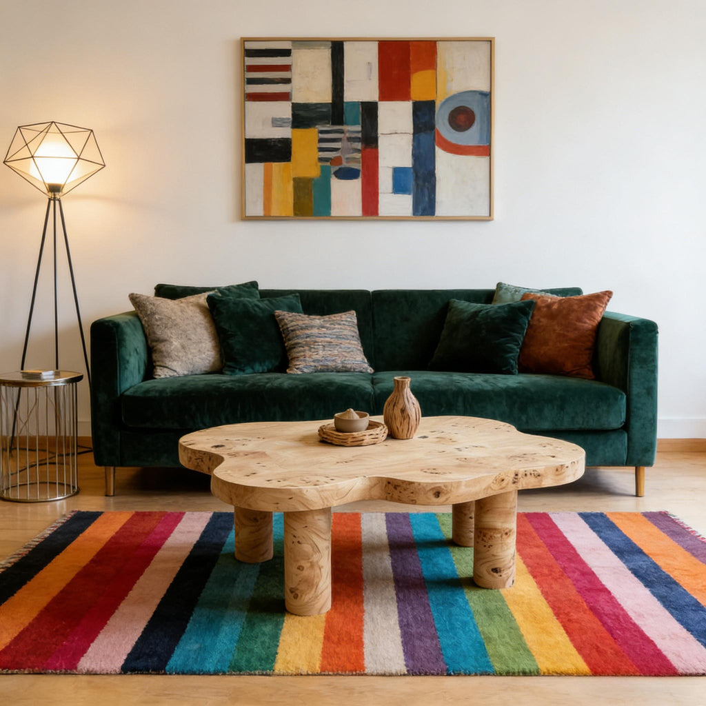 Cloud Shaped Coffee Table with 4 Round Legs - White, Black, or Light Brown