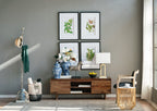 Botanical Flower Wall Art Set of 4 with Framed Prints - White / Blue