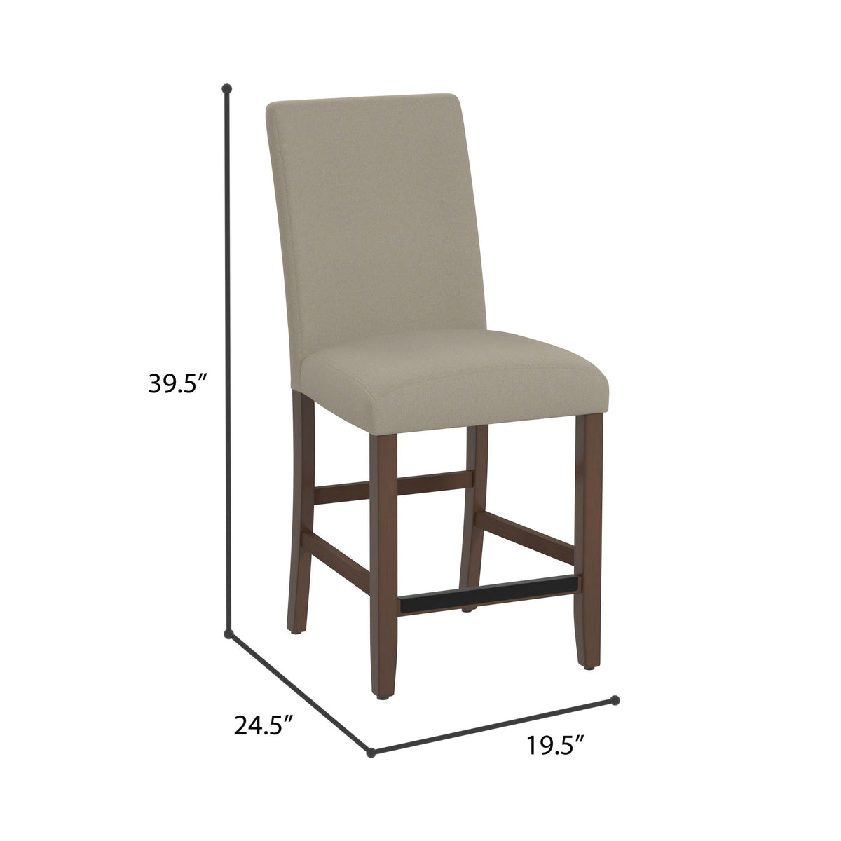 Zeph Upholstered Barstools Set of 2 with Comfortable Upholstery - Light Brown or Dark Gray