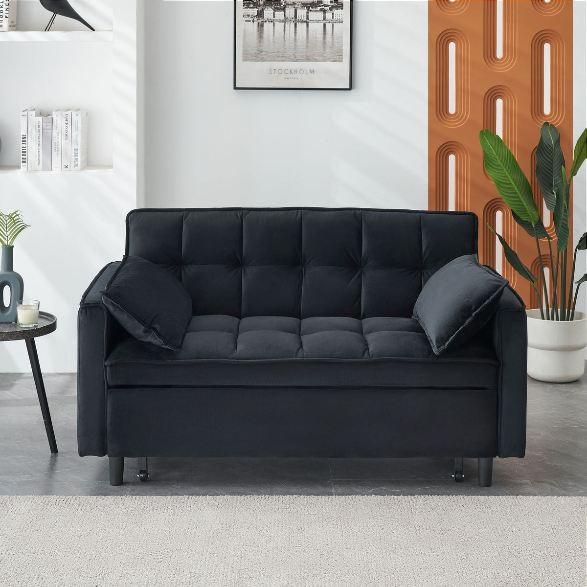 Convertible Velvet Sofa Bed with Storage Pockets - Multiple Colors