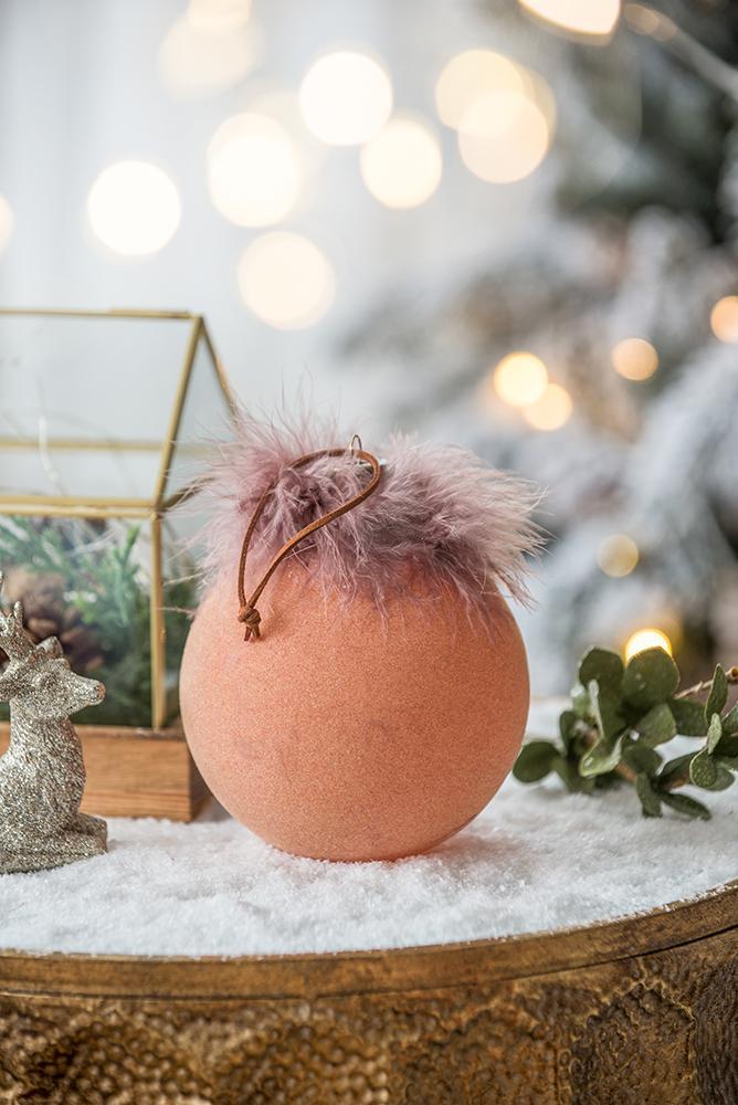 Glass Christmas Ball Ornaments with Hanging Loop - Light Brown