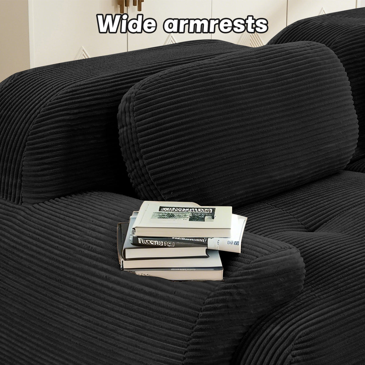 U-Shaped Modular Sofa with Ergonomic Design - Corduroy Fabric