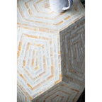 Hexagonal Capiz End Table with Contemporary Design - Cream Yellow