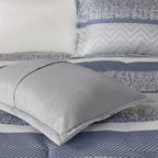 Jacquard Comforter Set 7 Piece with Decorative Pillows - Navy and Grey