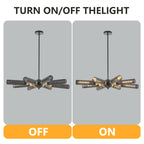 Modern Industrial Sputnik 8-Light Chandelier with Adjustable Height - Black