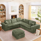 Sectional Sofa with Moveable Ottoman and Modular Design - Multiple Colors