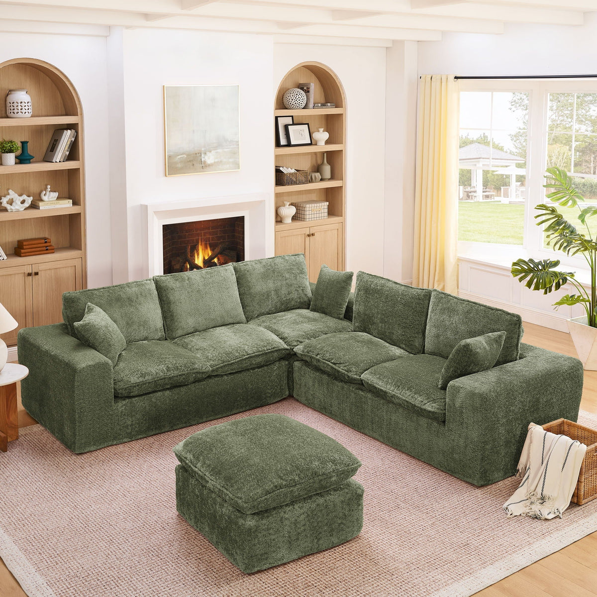Sectional Sofa with Moveable Ottoman and Modular Design - Multiple Colors