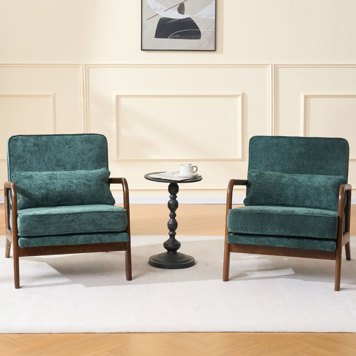 Upholstered Living Room Chair with Curved Armrests - Choice of Color