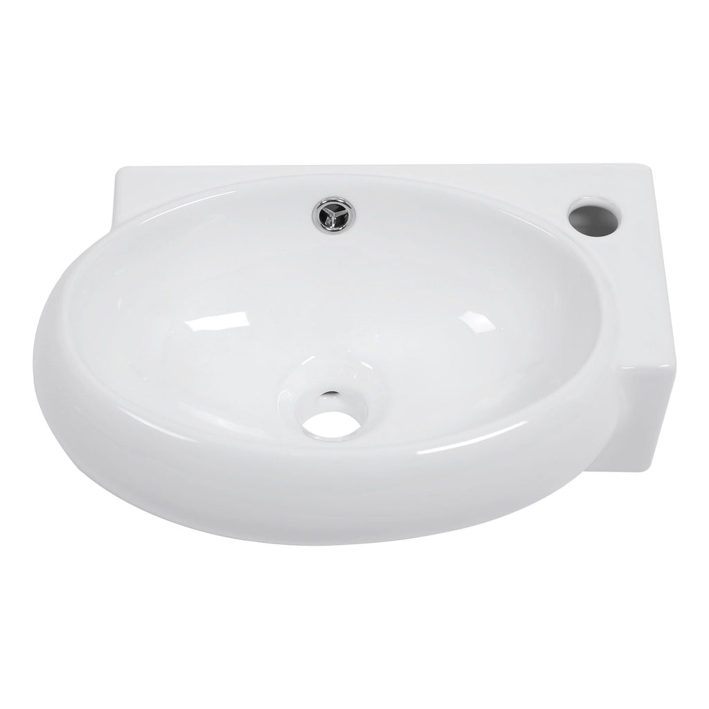 Modern Rectangle Wall Mount Bathroom Sink with Single Faucet Hole - White