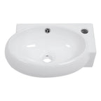 Modern Rectangle Wall Mount Bathroom Sink with Single Faucet Hole - White