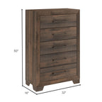 6 Drawer Wooden Dresser with Spacious Storage - Brown