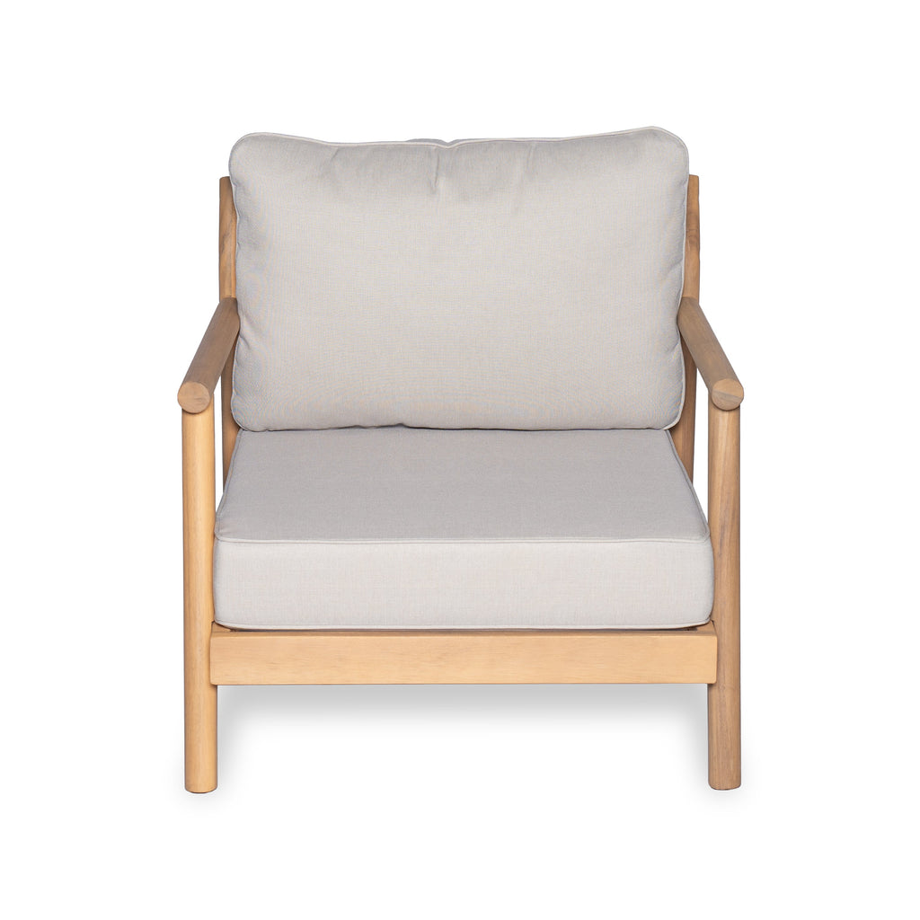Patio Acacia Wood Chat Set with Water-Resistant Cushion - Beige