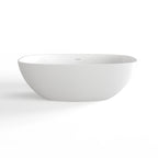 Matte White Freestanding Soaking Bathtub with Ergonomic Design - Solid Surface