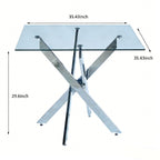 Modern Tempered Glass Dining Table with Cross Metal Legs - Multiple Colors