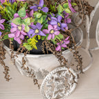 Rustic Bicycle Metal Wire Wall Planter Basket with Vintage Design - Grey and White