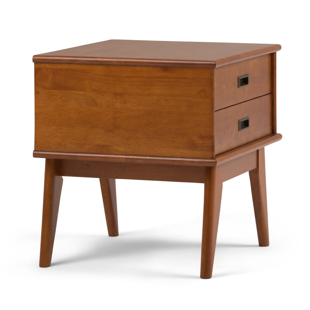 Handcrafted Mid Century End Table with Drawer – White, Dark Brown, or Light Brown