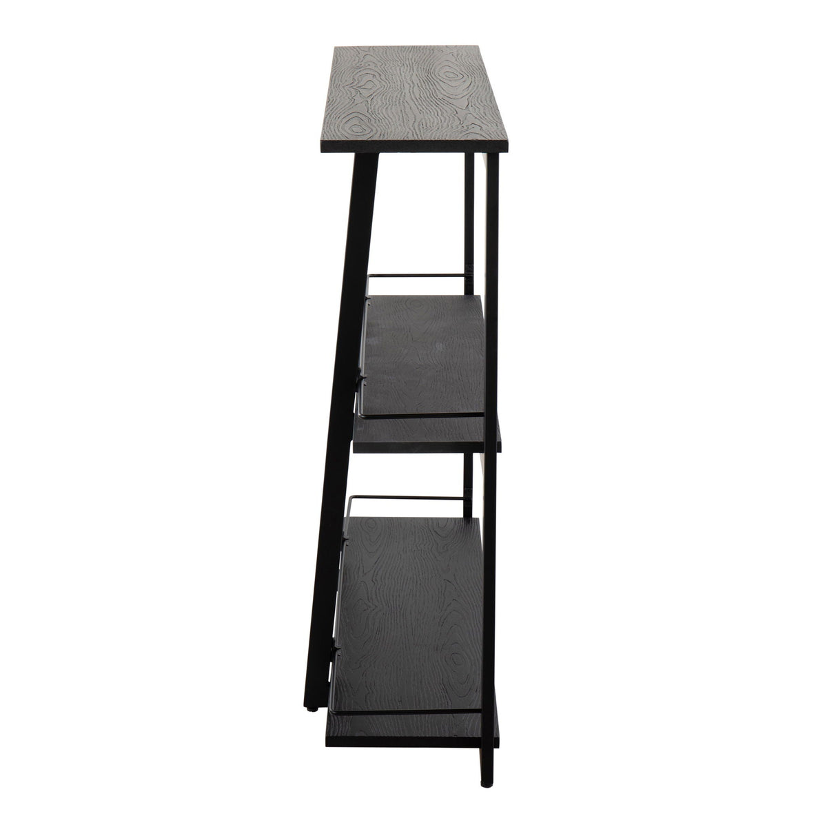 Industrial Bookcase with Black Bamboo & Steel Frame - Black
