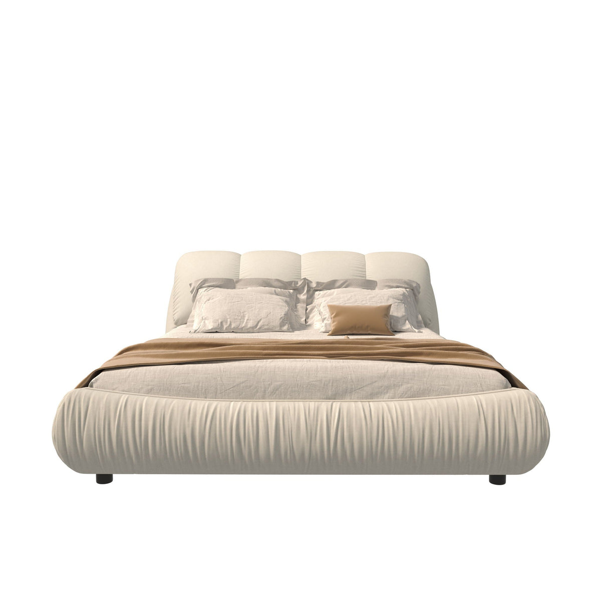 Upholstered Platform Bed with Oversized Padded Headboard