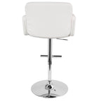 White Contemporary Adjustable Barstool with Swivel and Padded Seat - Bar Height