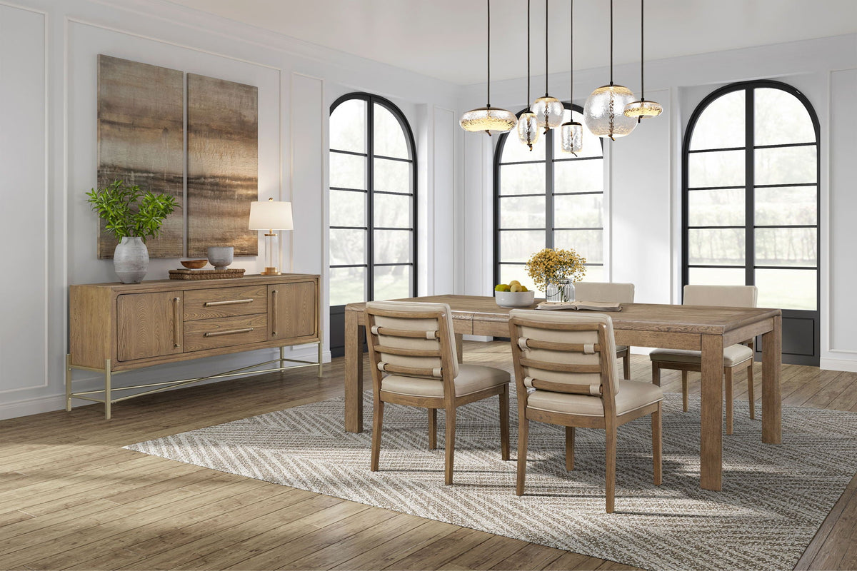 Dining Table with Leaf - Solid Wood Expandable - Light Brown