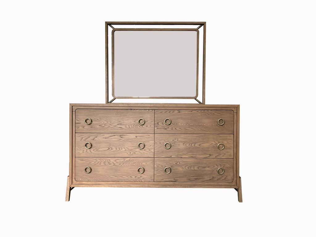Light Brown Mirror with Metal Accents - 46" W x 1.5" D x 38" H