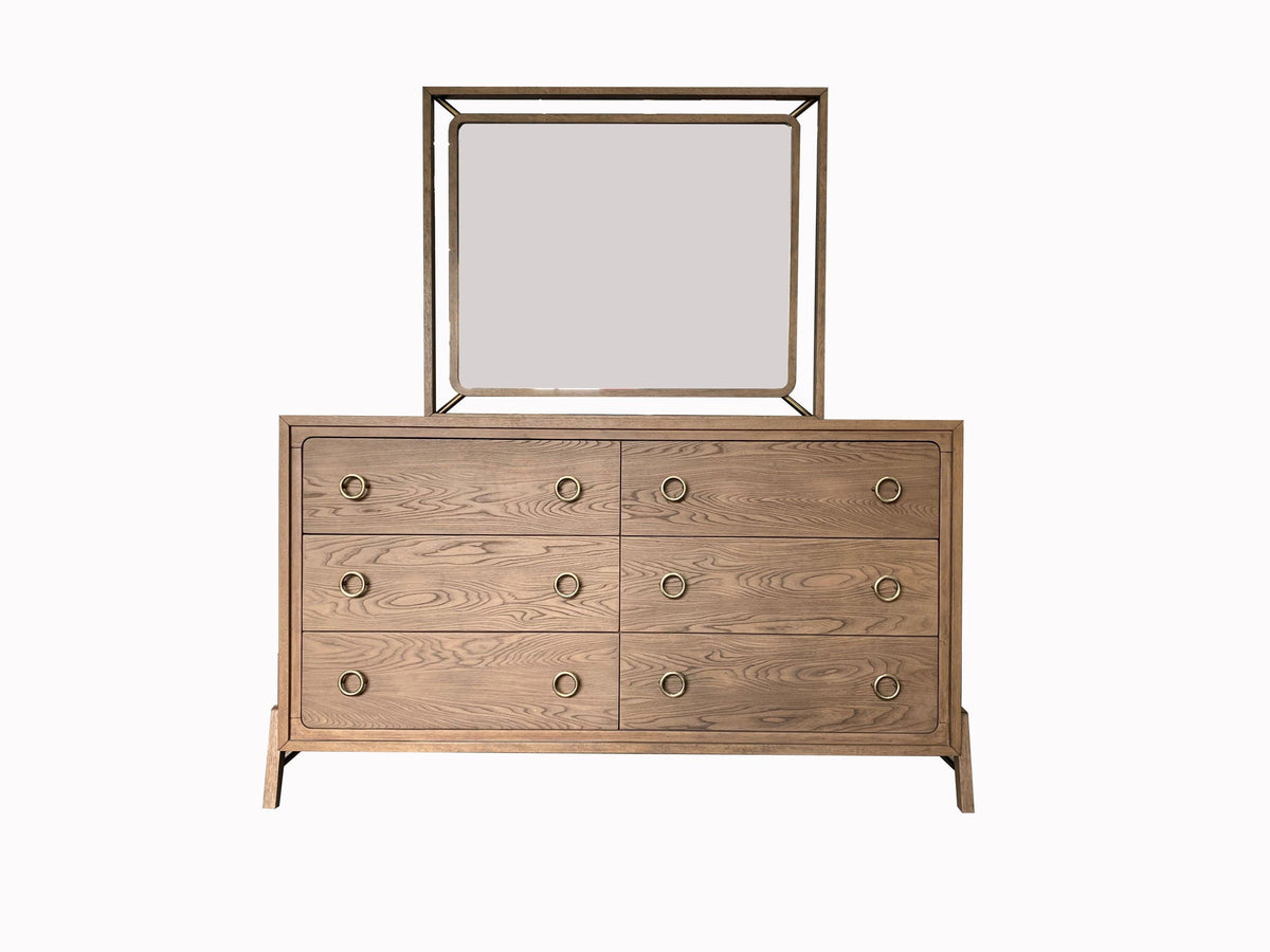 Light Brown Mirror with Metal Accents - 46" W x 1.5" D x 38" H