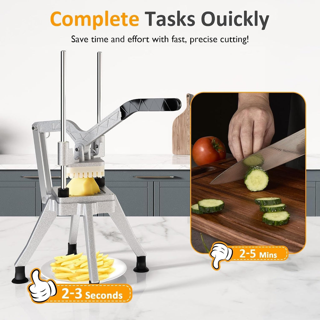 Commercial French Fry Cutter with Replaceable Blades - Aluminum
