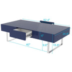 Rectangular Coffee Table with Hidden Storage - Blue or White