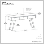 Oak Console Sofa Table with Storage Drawers - Lowry