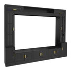 Wall Unit Entertainment Center with Glass Doors - White or Black