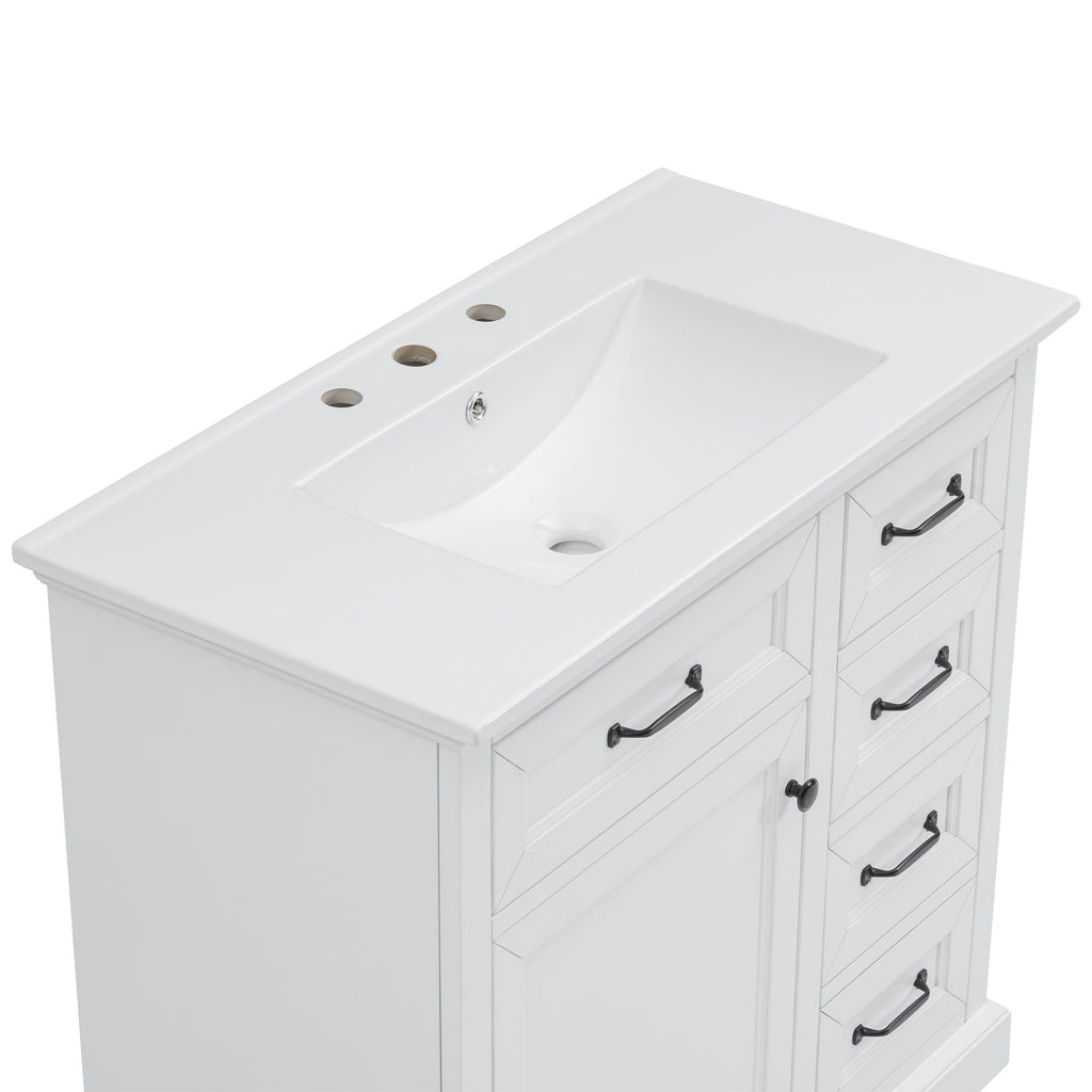 36" Bathroom Vanity with Sink and Soft Close Hinges - Dark Gray or White