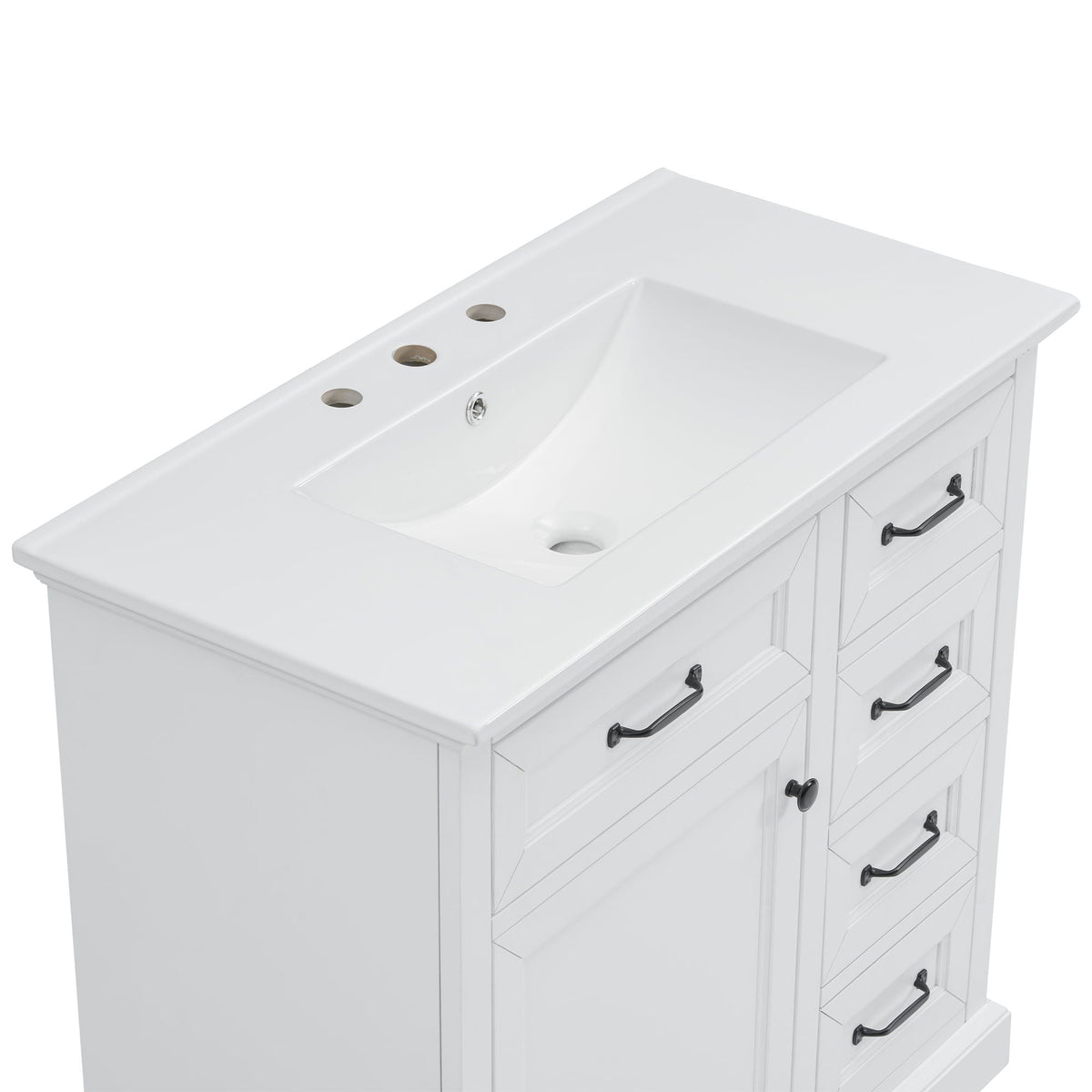 36" Bathroom Vanity with Sink and Soft Close Hinges - Dark Gray or White