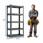 Heavy Duty Metal Garage Shelving Unit with Adjustable Shelves - Black