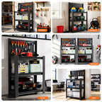 3-Tier Heavy-Duty Metal Storage Shelving Unit with Pegboard - Metal