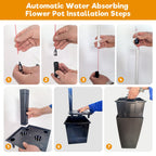 Tall Planters Set with Auto Watering and Water Level Monitor - Polypropylene