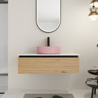 36" Wall-Mounted Bathroom Vanity with Soft-Close Drawer and Ceramic Sink - Light Coffee