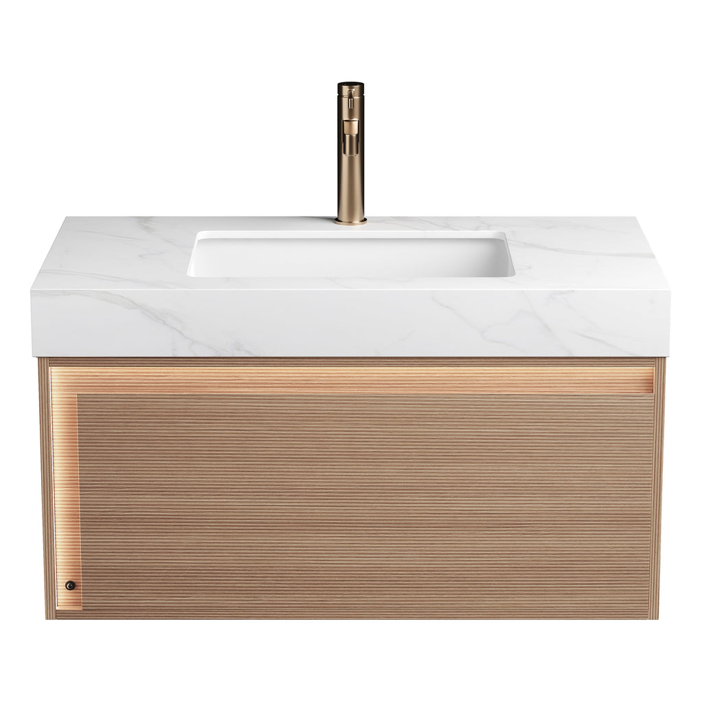 Nyah 36'' Bathroom Vanity with Sensor Lighting - Carrara