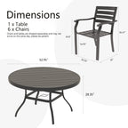 7 Pieces Outdoor Patio Dining Set with Stackable Metal Chairs - Black