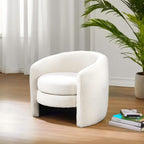 White Lounge Chair with Boucle Upholstery - Fully Padded Back