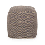 Hand Loomed Cotton Pouf with Polystyrene Fill - Dark Gray / Brown